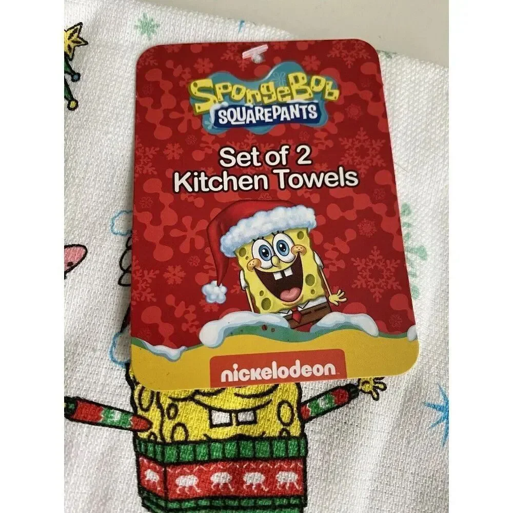 2 Pack SpongeBob SquarePants Christmas Sweaters Kitchen Towels 16 X‎ 26” NEW